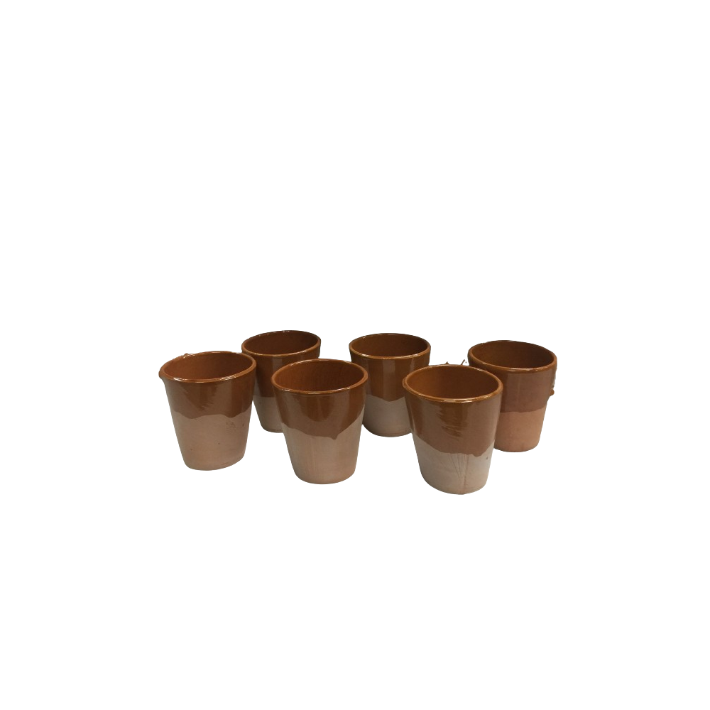 Set 6 pezzi bicchieri in terracotta semi smaltati cm.8