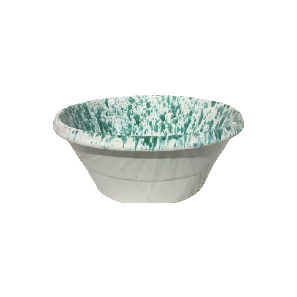 Catino gocciolato verde ramina in ceramica cm 14 x h 5,5
