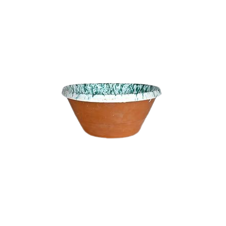 Catino gocciolato verde ramina in ceramica semilucido cm 36 x h  15