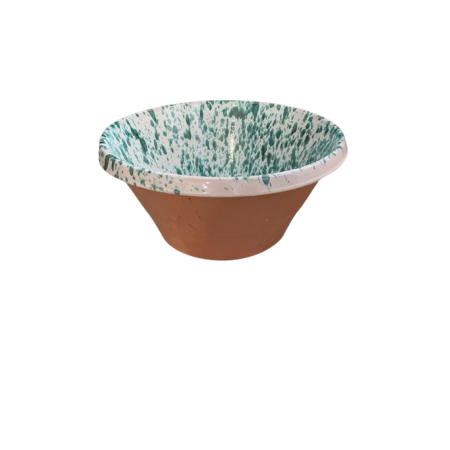 Catino gocciolato verde ramina in ceramica semilucido cm 36 x h  15